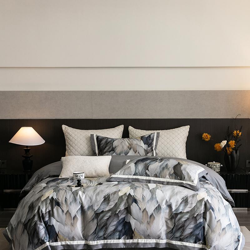 

Premium 1000TC Egyptian Cotton Digital Printing Color Blocking Bedding Set Duvet Cover Flat/Fitted Bed Sheet Pillowcases 4Pcs Queen 200X230cm 4pcs