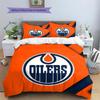Edmonton Oilers Pattern Bedding Quilt Set  Home Decoration  Gift (1 * Duvet Cover + 2 * Pillowcase  Without Core)