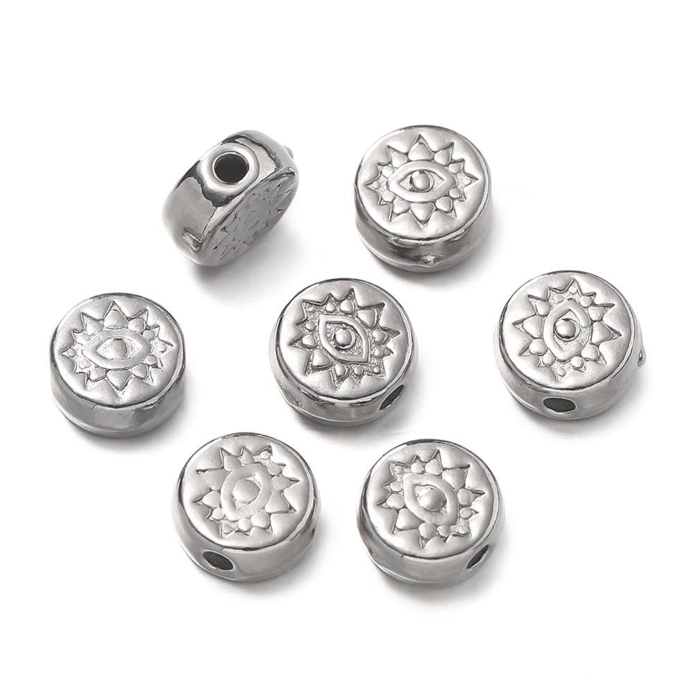 10Pcs/Pack Stainless Steel Various Shape Gold Steel Color Texture Spacer Beads for DIY Bracelet Jewelry Making Accessories