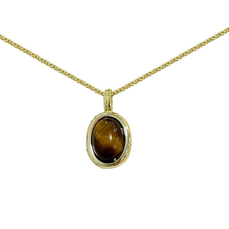 Tigerøye Stein Halskjede Vintage Personlig Mote Lett Luksus Høy Kvalitet Elliptisk Kragebenskjede Nisje