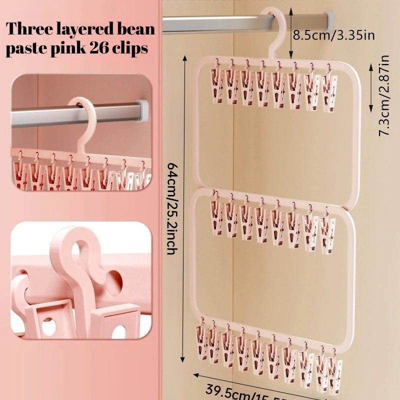 Multi-clip Sock Drying Rack Multi-functional Removable Space-saving Socks Underwear Baby Saliva Towel Household Storage Rack
