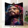 Jesus Portrait Colorful Art Blanket Bedroom Blanket for Livingroom Couch Lunch Break Soft Throw for Friend's Festival Gift