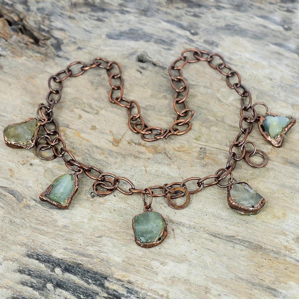 Aquamarine rough necklace electroformed copper necklace real gemstone jewelry adjustable chain necklace handmade necklace anniversary gifts