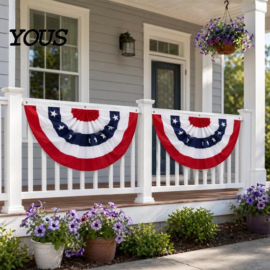 Fächer für Feiertage USA-Flagge, 4. Juli Amerikanische Flaggen-Girlande, Rot Weiß Blau Hochwertige Patriotische Deko Halb-Banner für