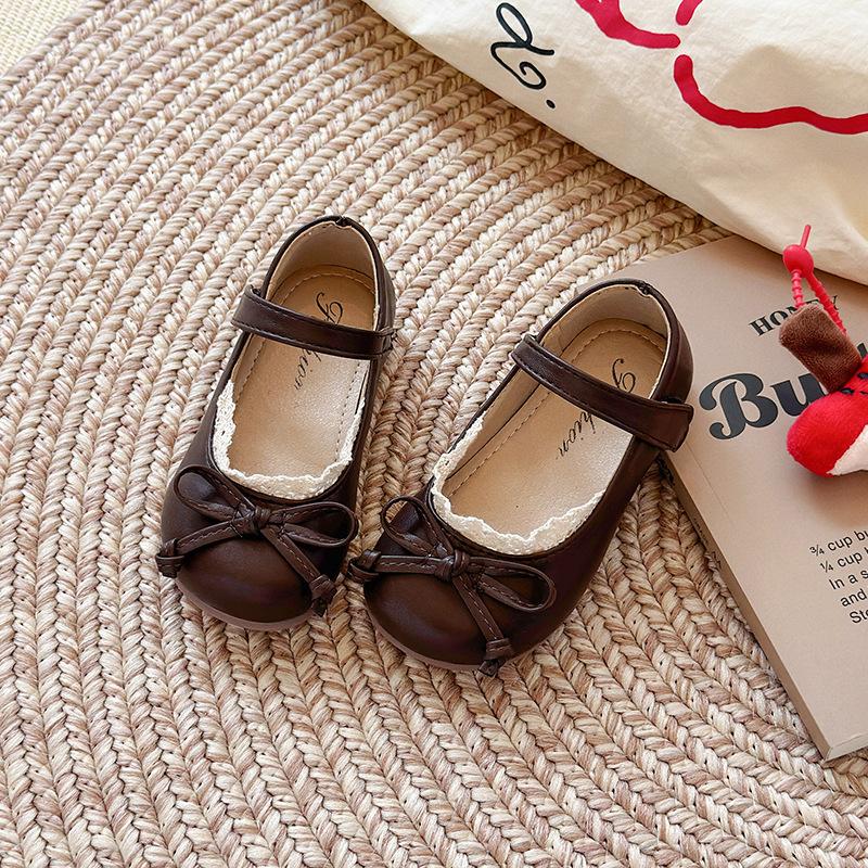 Girls small leather shoes autumn new children soft-soled beanie shoes girl baby bow princess shoes little girl single shoes