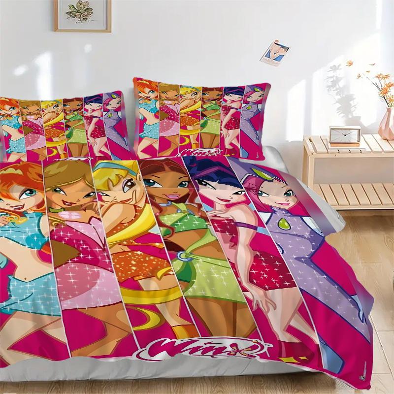 Winx Club Friendship Print 3Pcs Bedding Setduvet Cover With 2 Bedropillowcase Home Birthday Gift