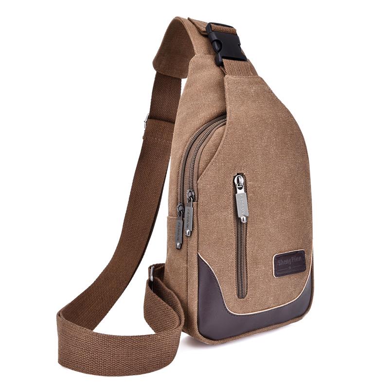 Men's Korean-Style Canvas Crossbody Chest Bag - Trendy Casual Small Shoulder Backpack