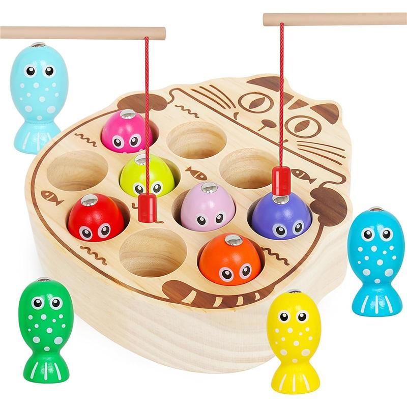 

Wooden Magnetic Fishing Game Toy, Montessori Fine Motor Skill Learning Toy For Kids 3+, Color Matching Educational Fish Game Gift For Boys Girls как