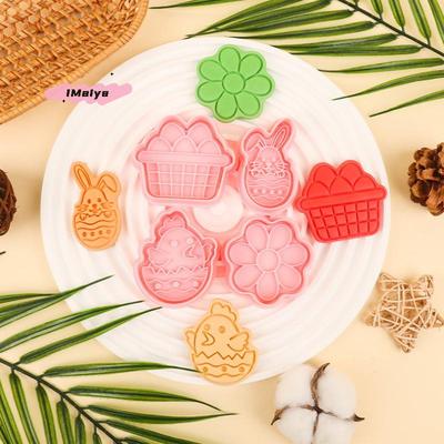 1/4Pcs Plastic Easter Rabbit Biscuit Mold Bunny Egg Cookie Cutter Stamp Embosser for Easter Party Fondant Cake Baking Decoration