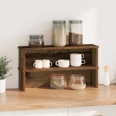 Stackable Kitchen Shelves 2 Pcs Rustic Wood Look 50 X 15 X 16 Cm