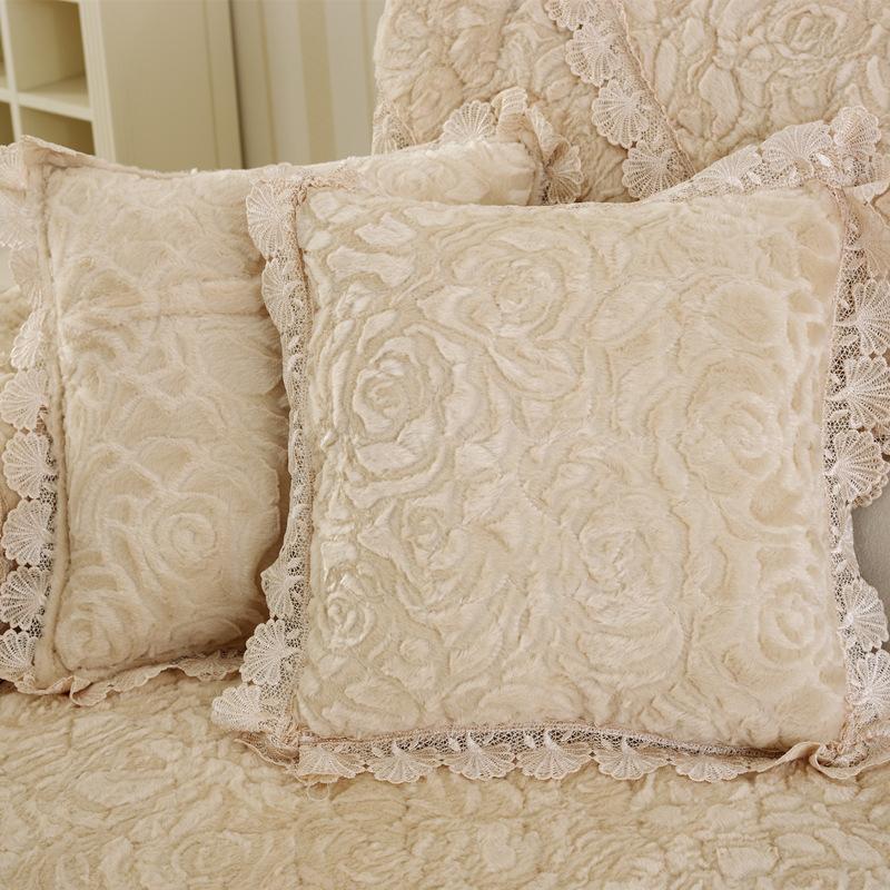European Style Thickened Flannel Sofa Cushion Fashionable Rose Anti Slip Sofa Cover Sofa Towel Cover