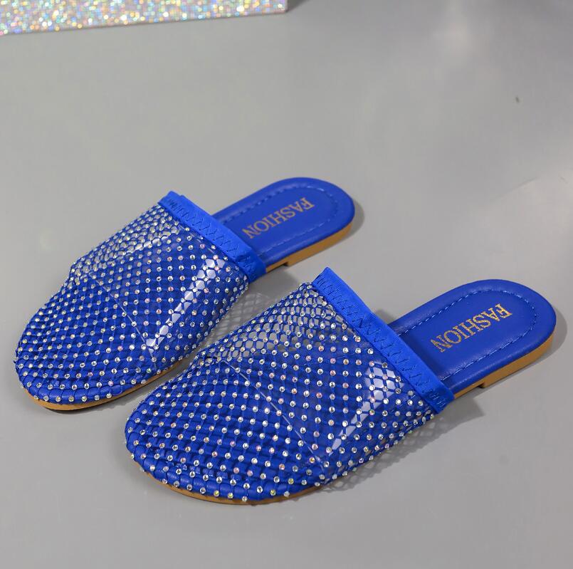 Women Slippers 2026 Summer New Women Round Head Sandals Hot Water Diamond Flats Home Slippers Slides Women Zapatos De Mujer