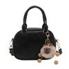 Retro Women's Fall/Winter 2025 Coffee Textured Bowling Crossbody Handbag