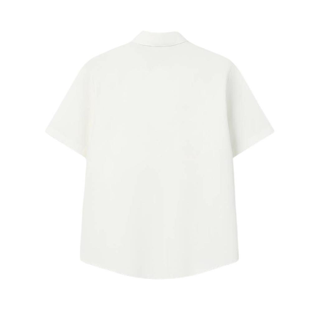 FILA Milano Series Fashion Simple Classic Casual Solid Color Basic Versatile Comfortable Woven Loose Short Sleeve Shirt Women shirts F11W625433F-IV