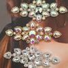 1Pc Crystal Ab Sew On Rhinestones Applique Gold / Silver Bottom Flatback Clear Sewing For Wedding Hat Bag