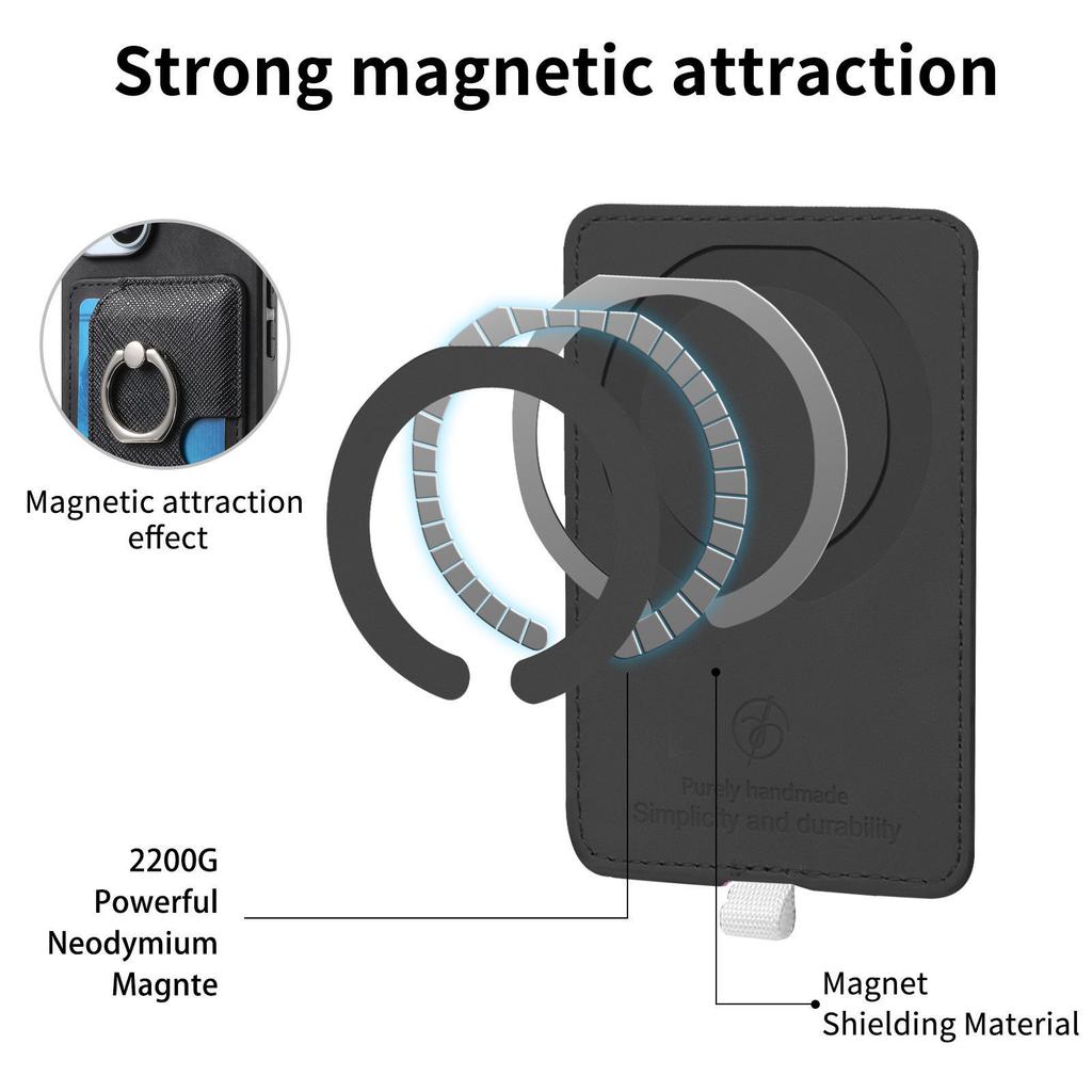 For iPhone 17 Pro Case Ring Kickstand Leather + TPU + PC Phone Cover Detachable Card Holder