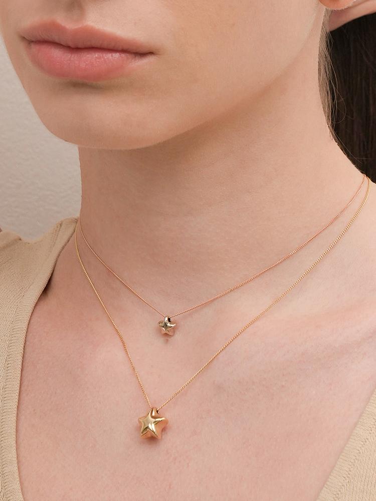 Minimalpiercing 14K Golden Star Layer Necklace Pendant