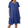 Women Casual Round Neck Short Sleeve Ruffle Dresses Fashion Summer