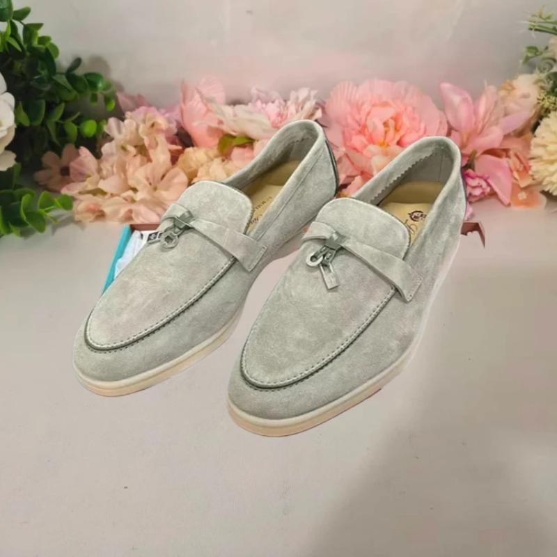 Women's Casual Slippers British Style One Step Lazy Shoes Flat Bottom Fleece Embellished Pendants Leisure Shoes