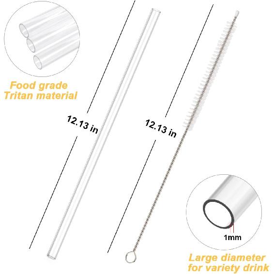 6Pack Replacement Straws for Owala 40oz Tumbler, Alwenid Reble Clear Straws with Cleaning Brush, Compatible with Owala Water Bottle Cup Mug