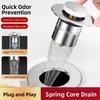 Spring Core Drain Plug Floor Drain Filter Washbasin Plugs Anti-Odor Shower Hair Catcher Push-Type with Anti-Clogging Net