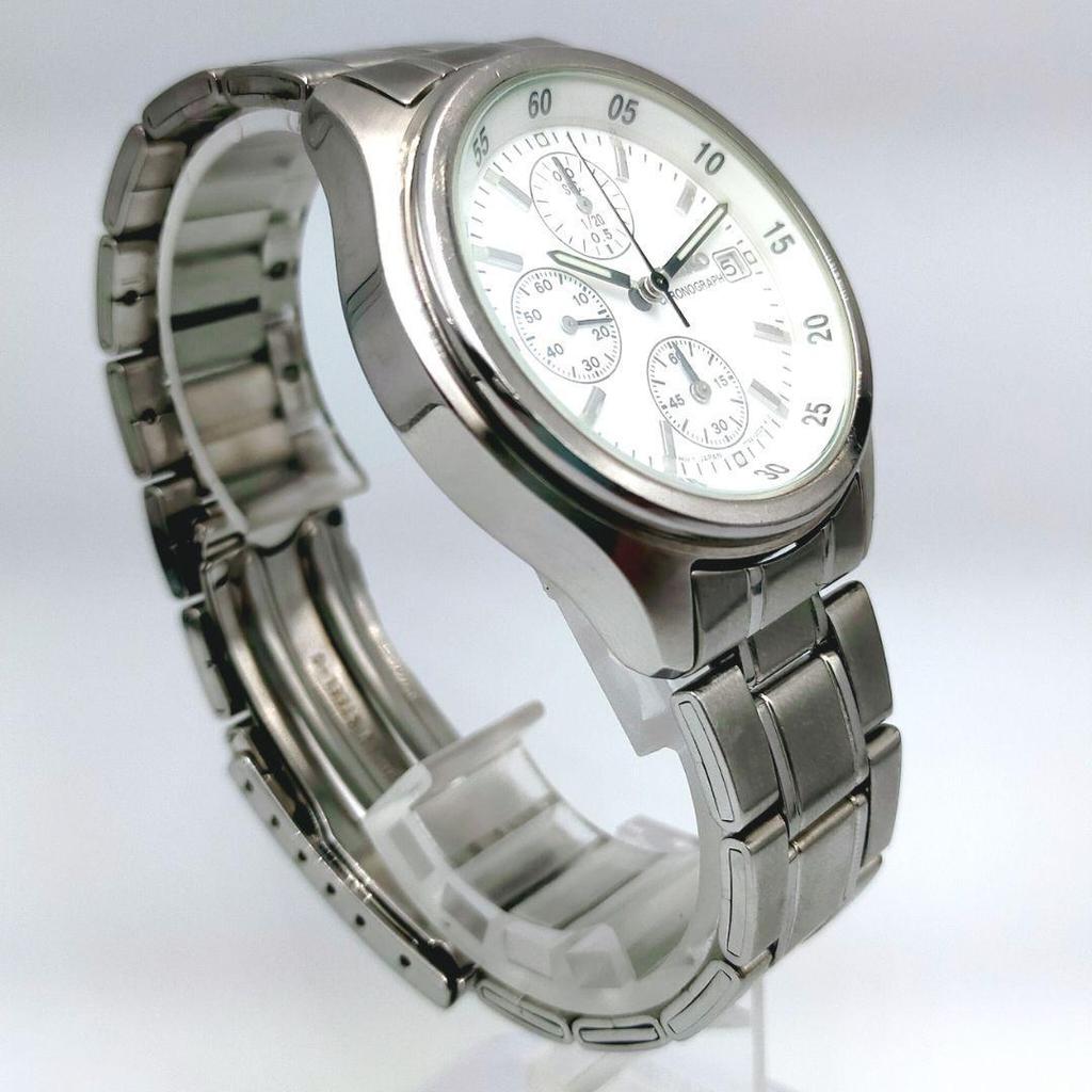 SEIKO Chronograph 7T92 White Dial Watch [New Battery] Men's