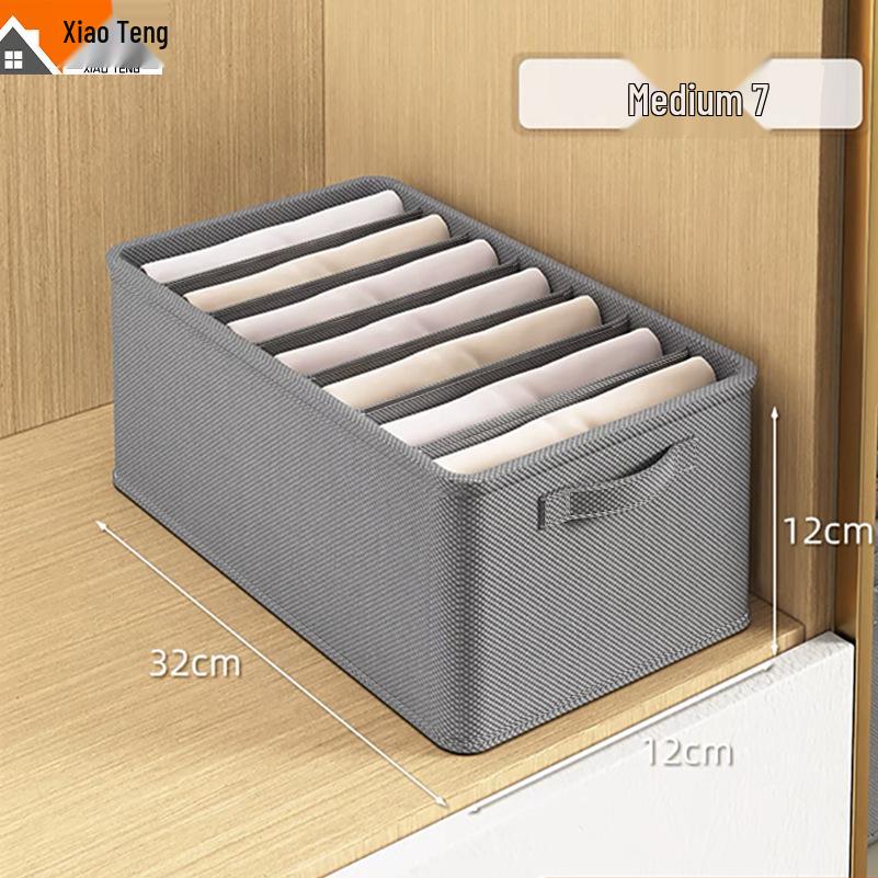 PP Board Fabric Clothes Organizer with Dividers - Wardrobe Storage Box for Pants