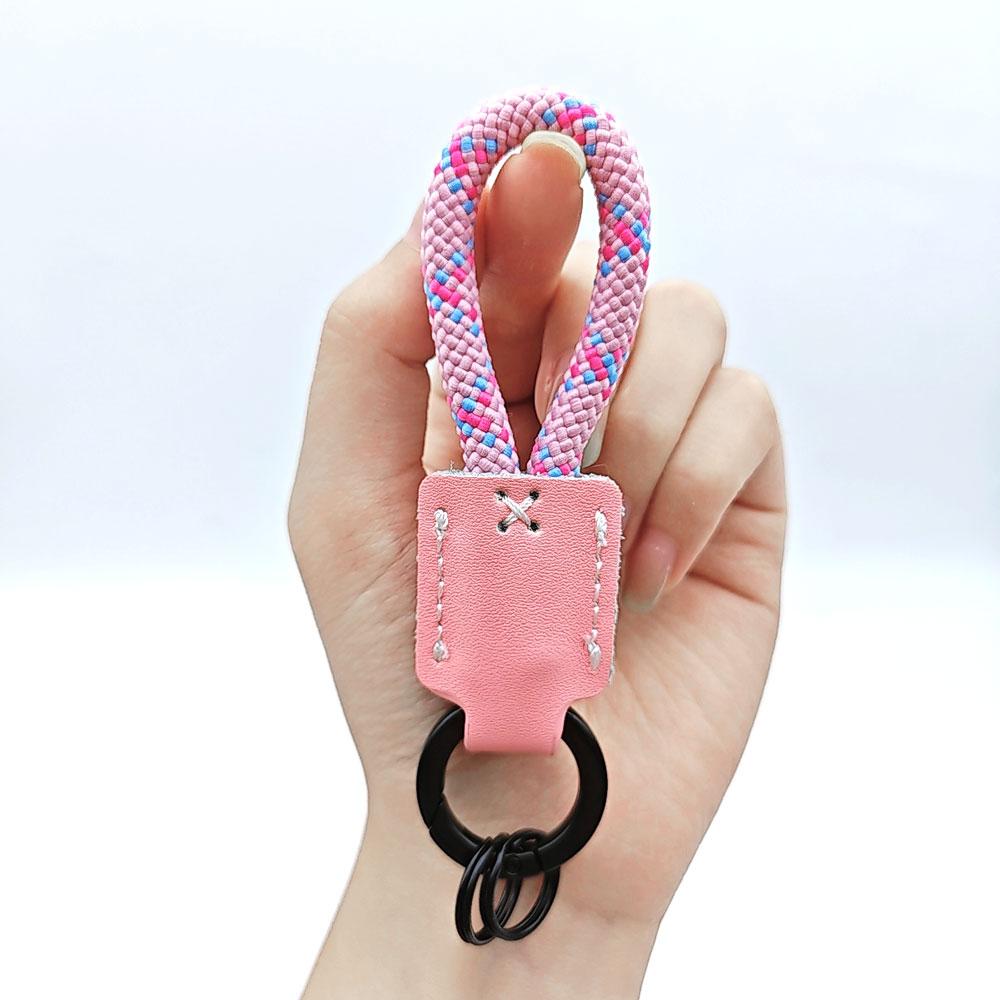 

Personalized Custom Name Engraved Leather Braid Rope Keychain Anti Lost Handmade Car Key Chain Ring Pendant Women Men Gift Custom Name