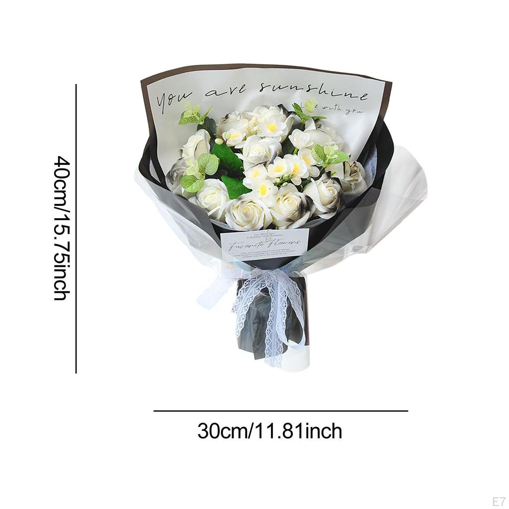 Artificial Soap Roses Bouquet for Her 11.8x15.7inch Pleasant Scent Anniversary Present Birthdays