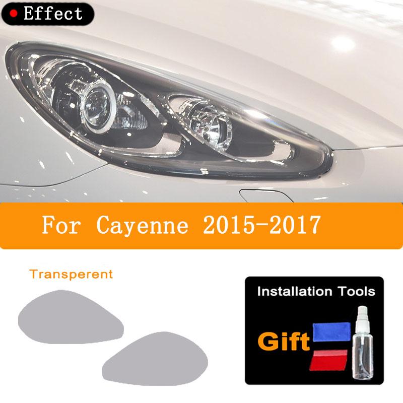 2 Pcs Car Headlight Tailight Protective Film Transparent Black TPU Sticker For Porsche Cayenne Macan Taycan 2011 To