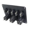 Waterproof Marine Boats Rockers Switch Panel 5 Gang with Twin USB Slot Socket 2.1A + Voltmeter for Car s Vehicle