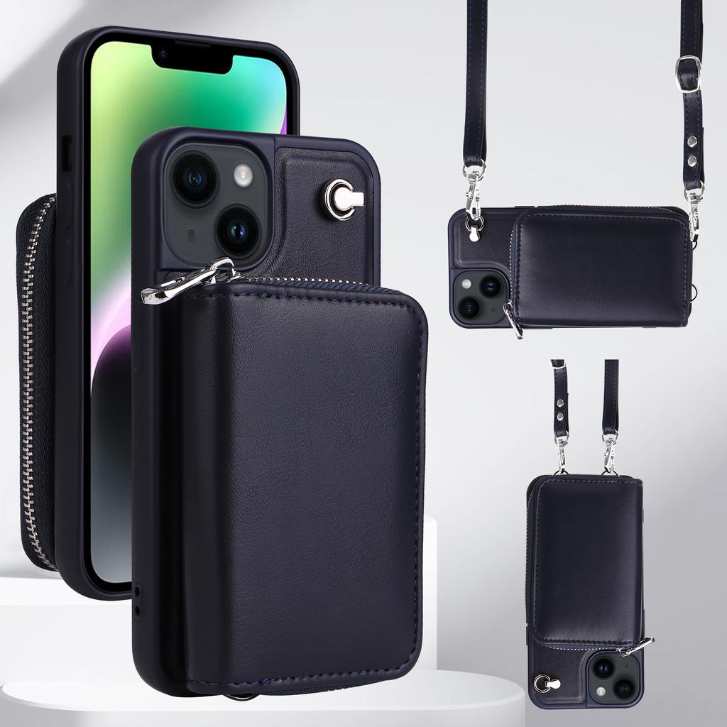 Crossbody Zipper Cards Solt Wallet Leather Case Bag For iPhone 15 Pro MAX 14 Plus 13 12 11 Lanyard Detachable Purse Pouch Cover
