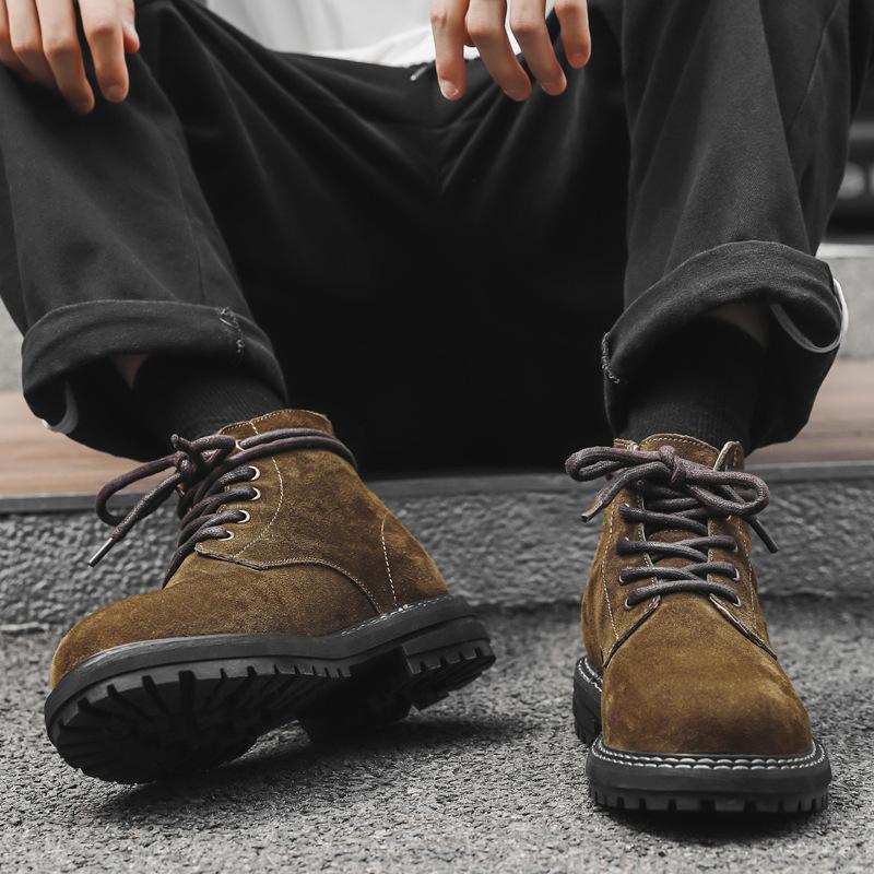 Trend anti-velvet leather Martin boots 2024 autumn and winter new British style retro medium help tooling short boots 1143-J