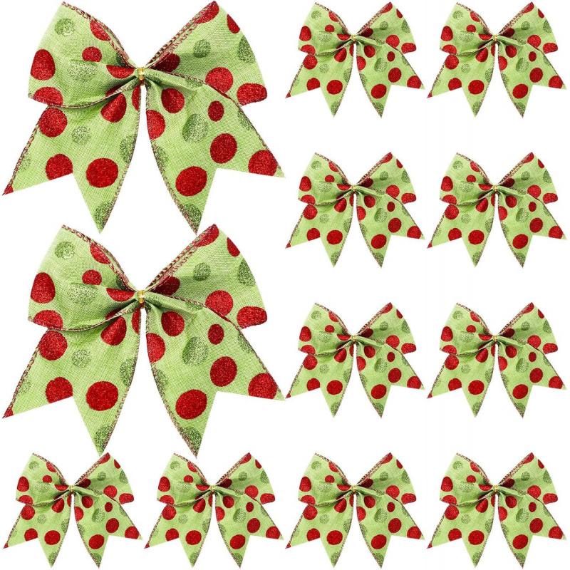 Christmas Supplies 12 Pieces Bow Decoration Bow Christmas Accessories Gift Box Decoration Tree Garland Decoration