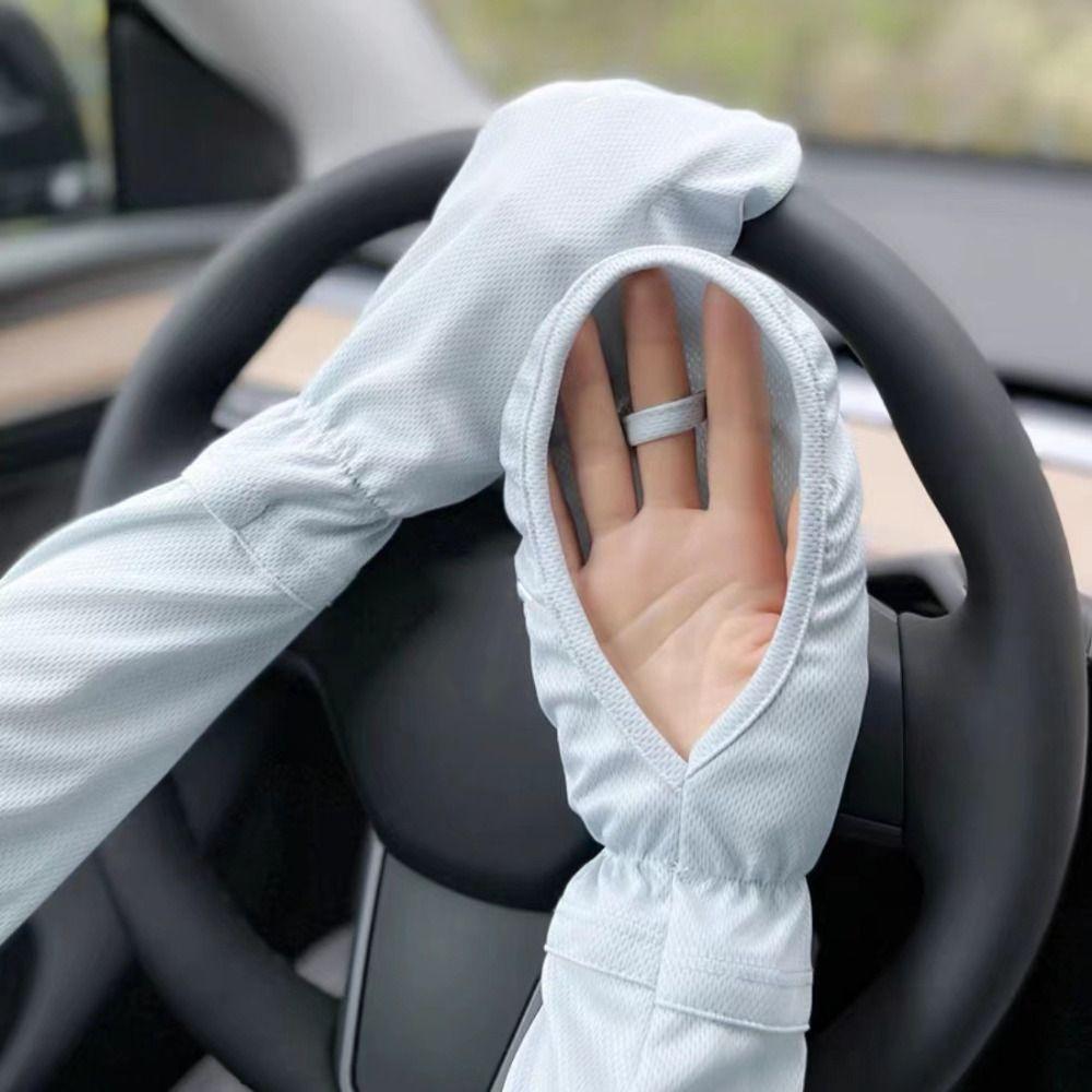 Breathable Sun Protection Sleeves Anti-UV Ice Silk Sleeve Women Driving Sleeve Gloves Summer Use