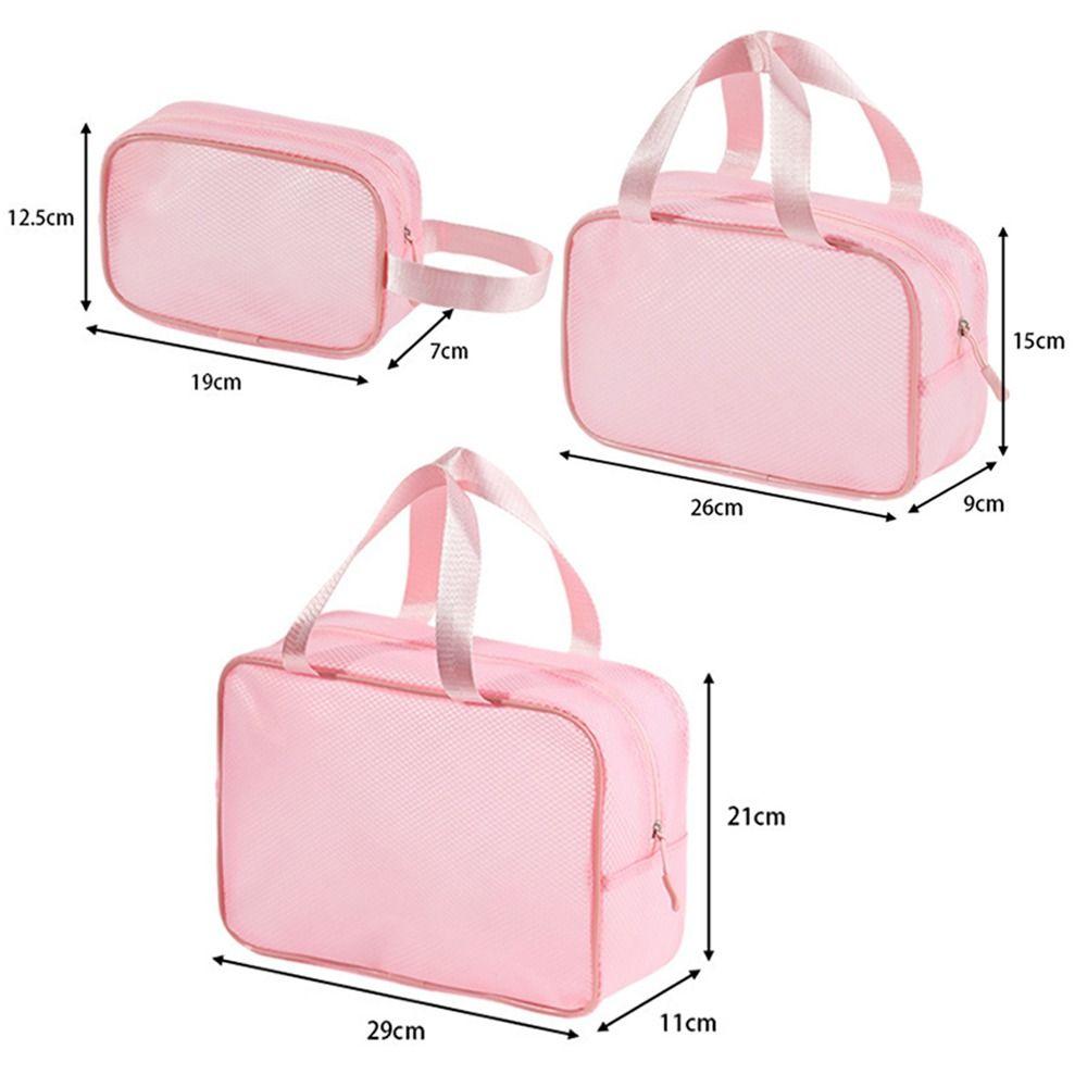 New Large Capacity Mesh Makeup Bag Handheld Transparent Cosmetic Bag Waterproof Zipper Storage Pouch Travel