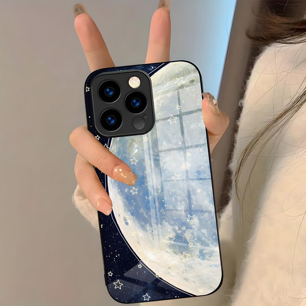 Astronaut Moon Stars Phone Case For IPhone 17 Pro Max 16 15 14 Pro Max 13 11 Plus Glass Cover