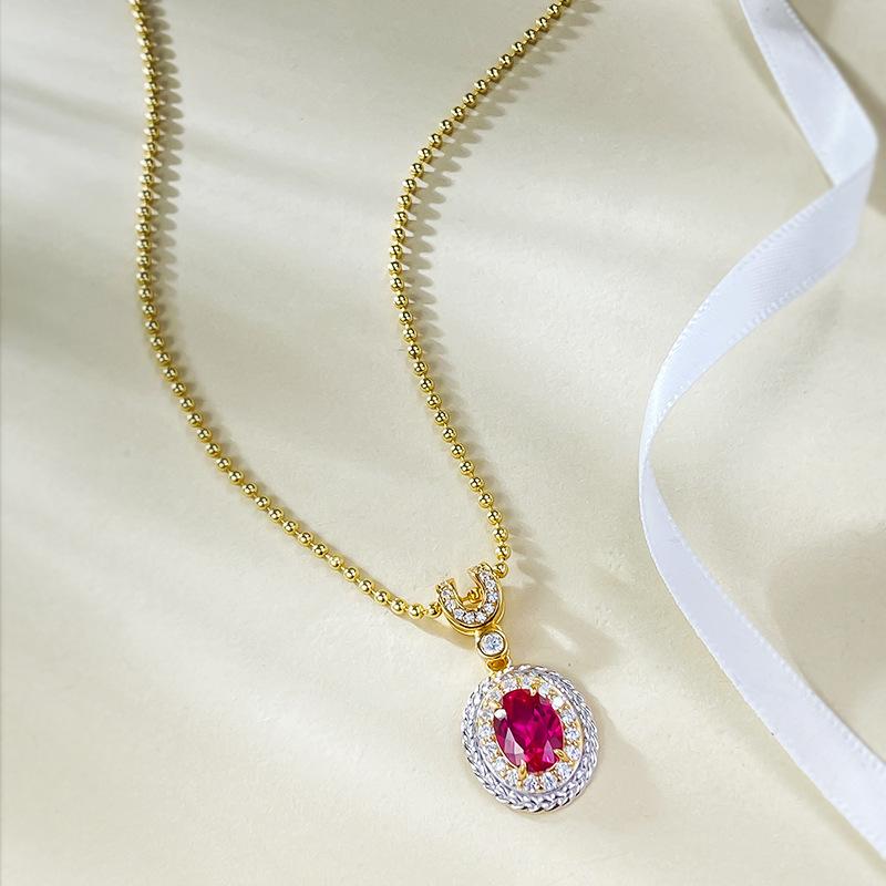 New S925 Silver Oval Four Claw Necklace, Niche Fashion, Light Luxury, Exquisite, High-quality Wedding Jewelry, Hot Selling