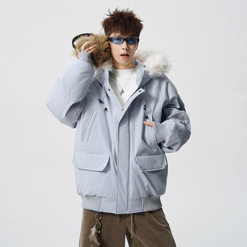 

Men s Thick Winter Hooded Cotton Parka Coat with Fur Collar XL