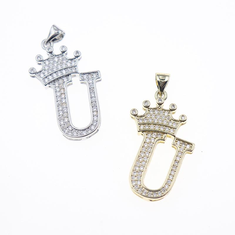 26 English Letters Women'S Letters Crown Pendant Necklace Zircon Pendant Jewelry