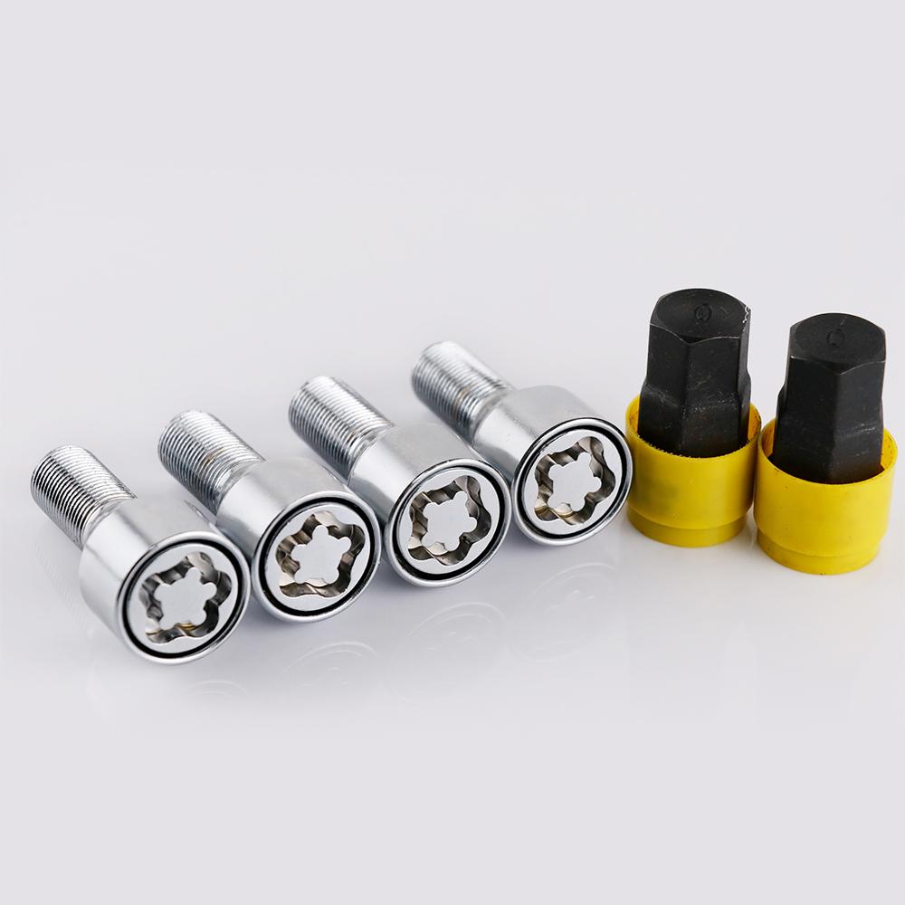 4+2 M14X1.25 Tyverisikring Stålfelglås Låsebolter 28mm Skaft Passer BMW X3 X5 X6 5 7 Serie Mini R50 R52 R53