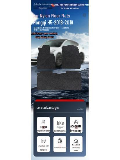 Black Nylon Wear-resistant Car Floor Mats for Hongqi H5 (2018-2019)