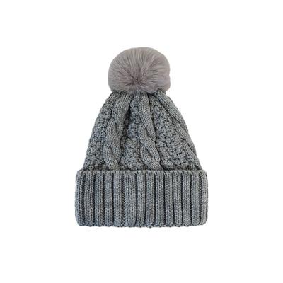 Inner Velvet Acrylic Knitted Hats Women Autumn Winter Thick Warm Balls Hat