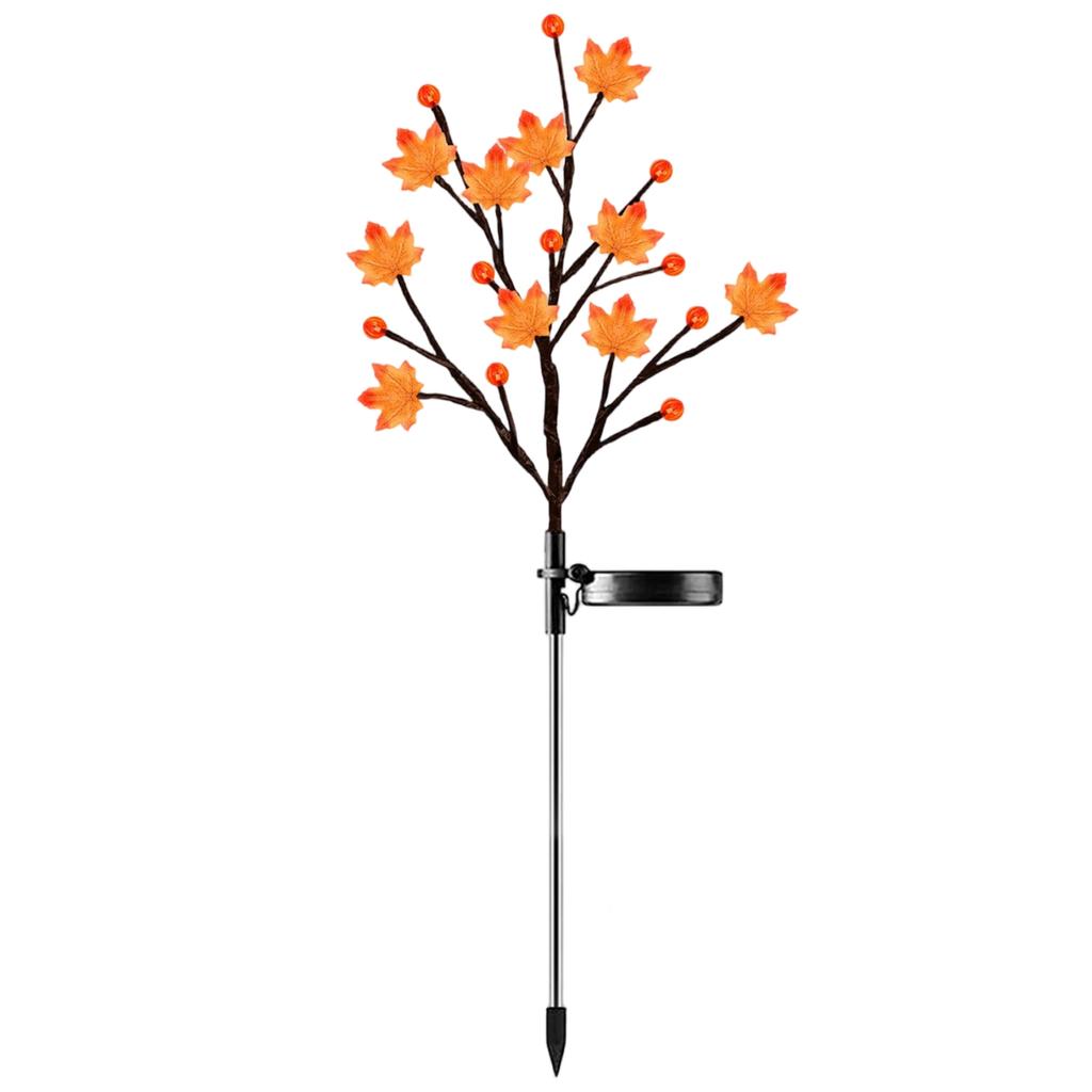 LED Solar Powered Pumpkin Branch Stake Lights Outdoor Yard Decorative Lighting for Garden Pathway Lawn Halloween Party Decor