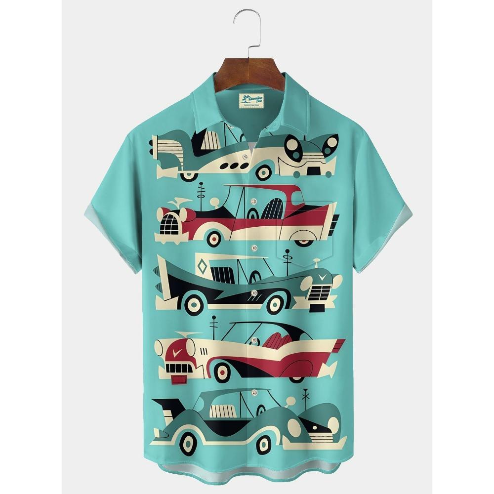 Sommer Mode Herren 3D Gedruckte Geometrische Kunst Grafikhemden Hawaiianische Freizeithemden Knopfleiste Kurzarmhemden