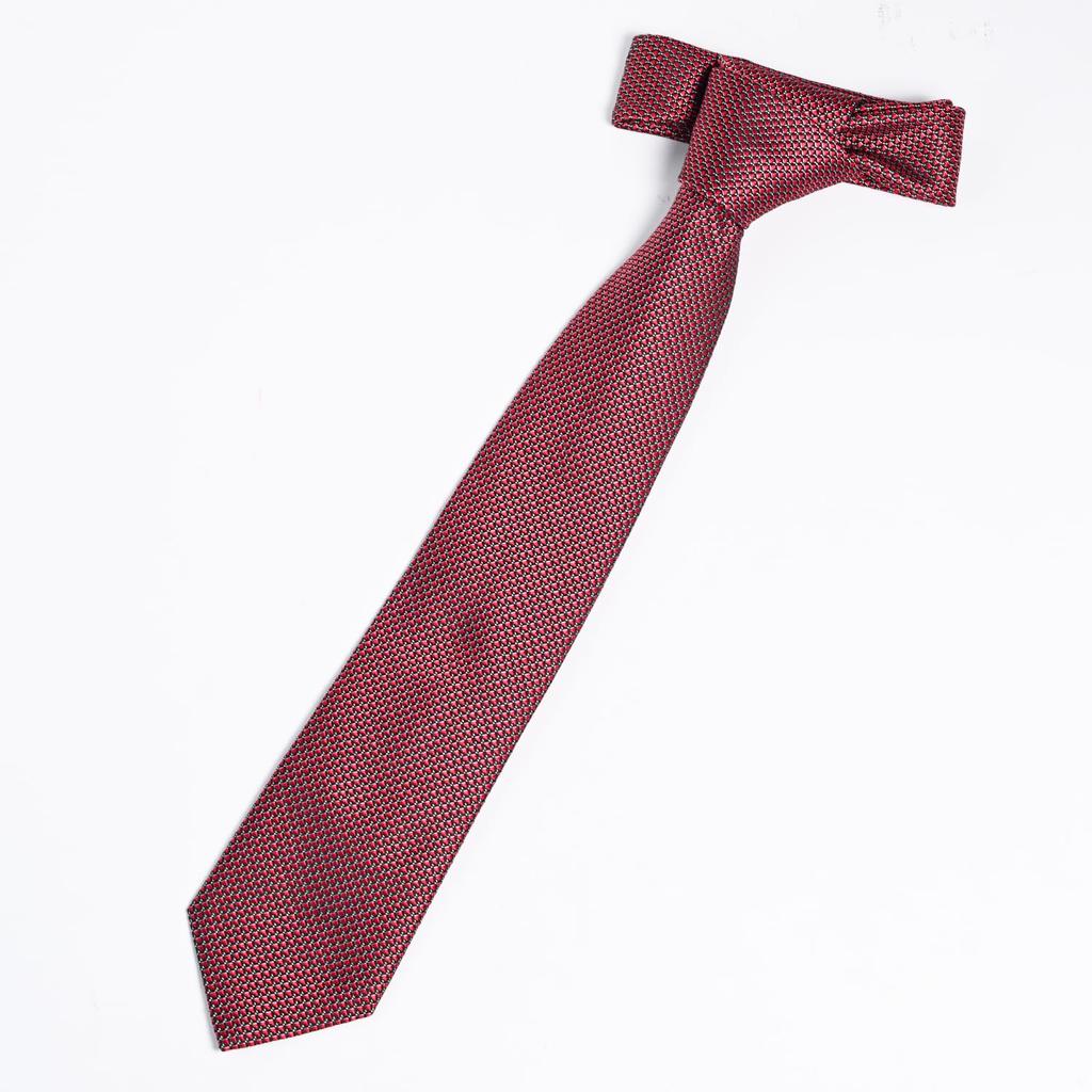 Emporio Armani Jacquard Micro Made in EM001346 TE13740 F5029 Men's Tie, 7.5cm Wide, 100% Silk, Check, Red, Italy, [Used]