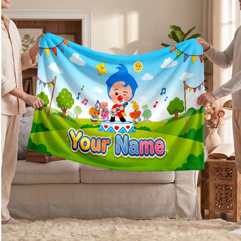 Coperta in Flanella Personalizzata El Payaso Plim Plim, Testo Nome Stampato Personalizzato, Coperta Calda Morbida per Divano Letto