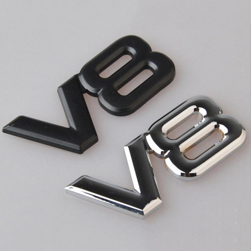 3d Metal Chrome Black Car Letters V8 Logo Engine Displacement For Land Cruiser Fender Trunk V8 Emblem Badge Sticker Accessories