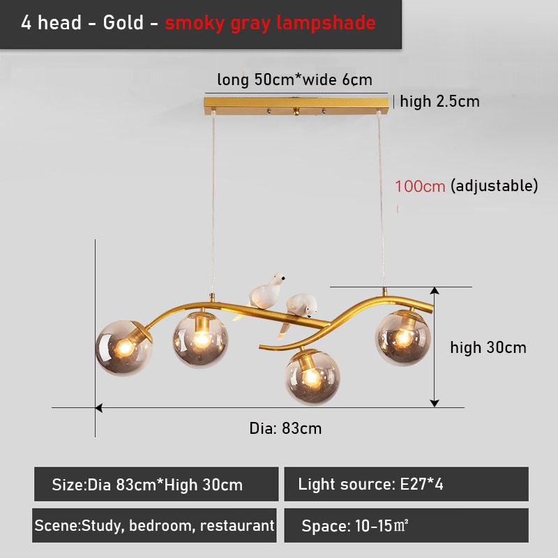 

Nordic 12W Bird Chandelier E27 Трехцветный затемняющий обеденный стол Подвесной светильник Светодиодные светильники для украшения ресторана Внутреннее освещение Tricolor dimming-12w