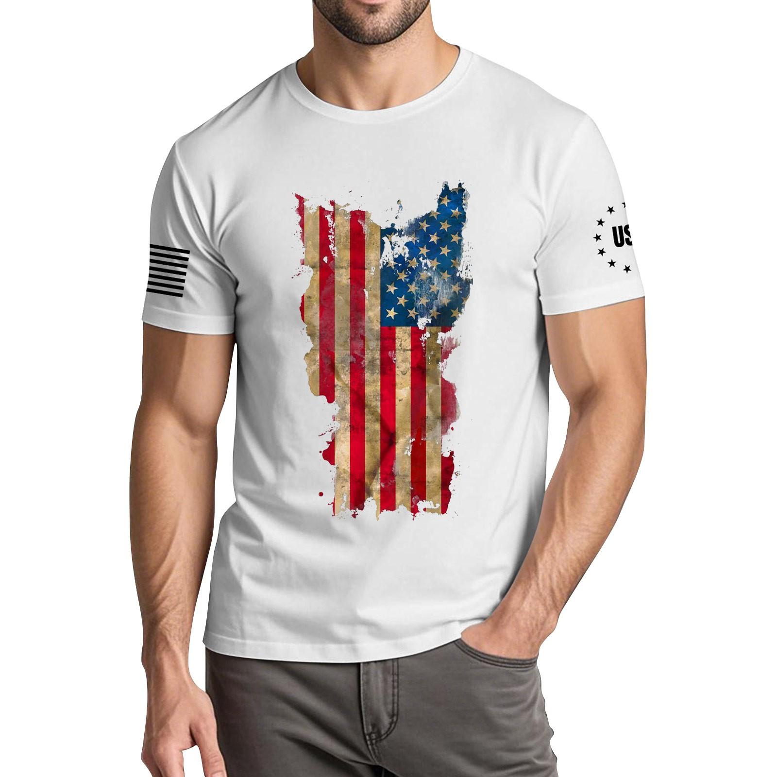 

Мужская модная повседневная футболка с круглым вырезом и коротким рукавом с принтом «День независимости» M белый